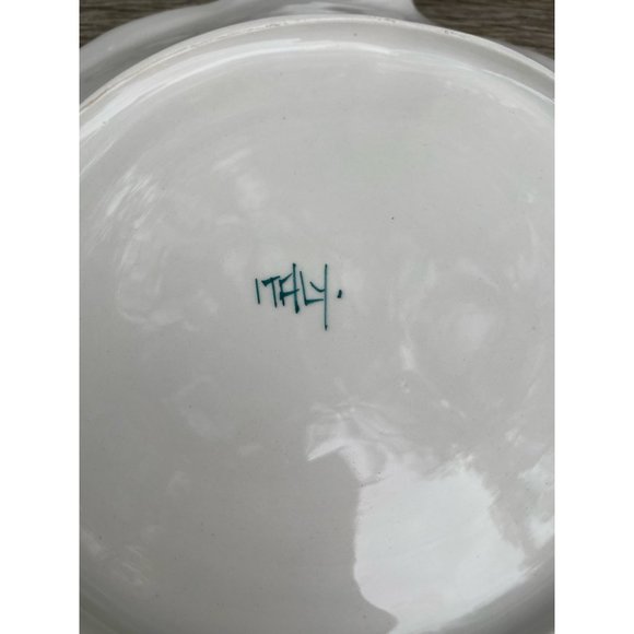 Vintage Italy Ceramic Serving Plate Leaf Shape & Cherries - Picture 10 of 12